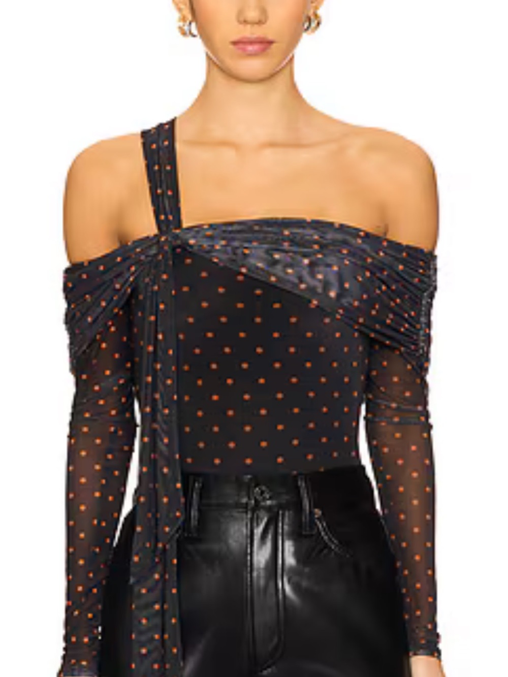 NWT AFRM Sepia Dot Off-Shoulder Bodysuit